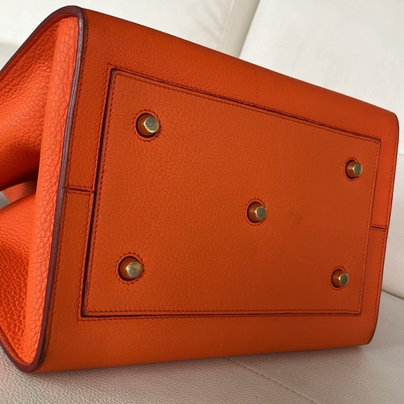 Celine Burnt Orange Pebbled calfskin leather tie tote bag - Picture 6 of 6